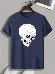Skull Print Men's Graphic T shirt for Summer