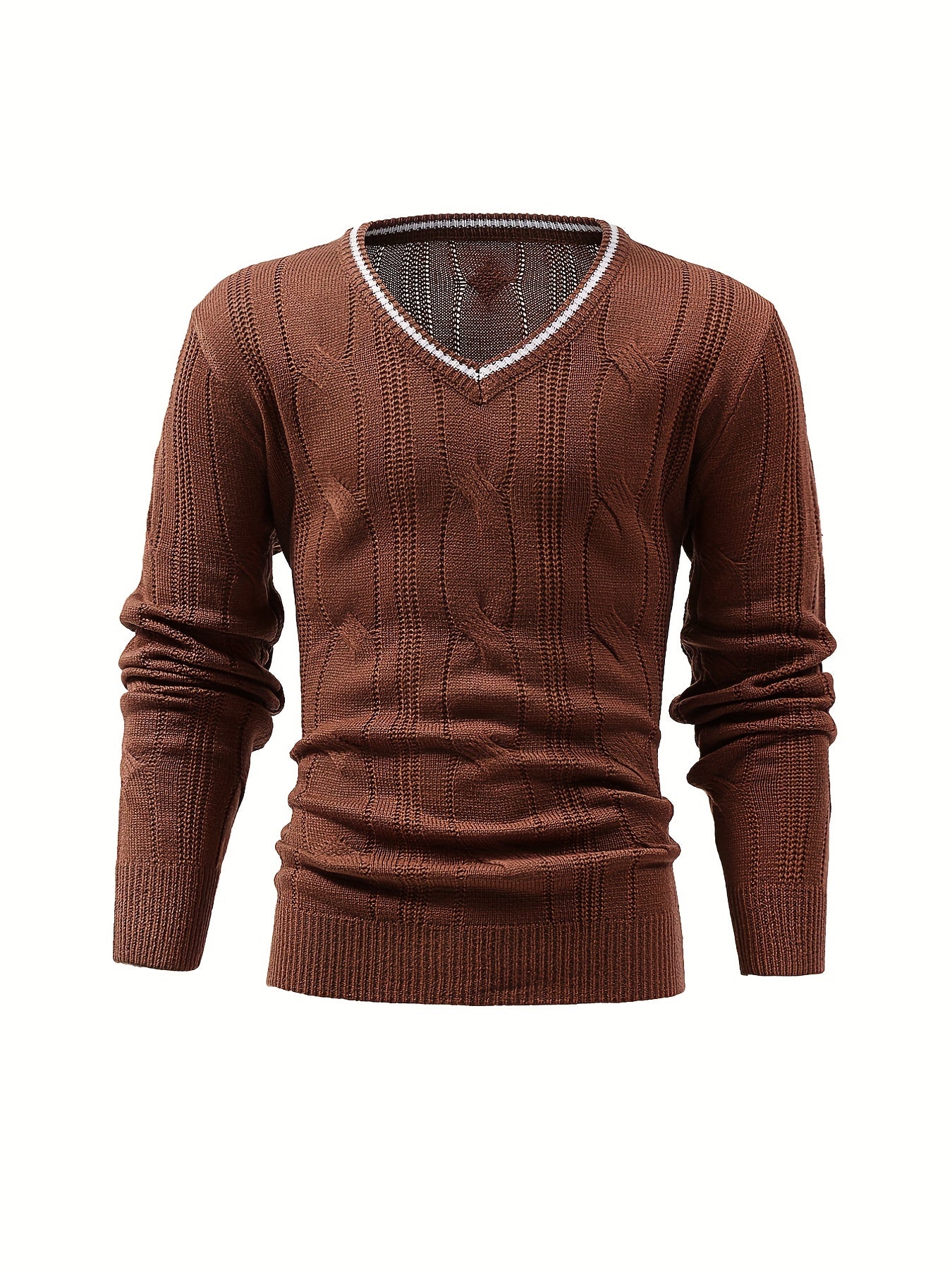 Stretch Knit V Neck Pullover Sweater for Men