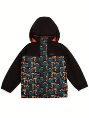 Kids Striped 3 In 1 Rain Jacket Waterproof Windbreaker With Fleece Lining