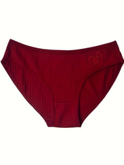 4pcs Heart Embroidery Briefs Stretchy Intimates Panties