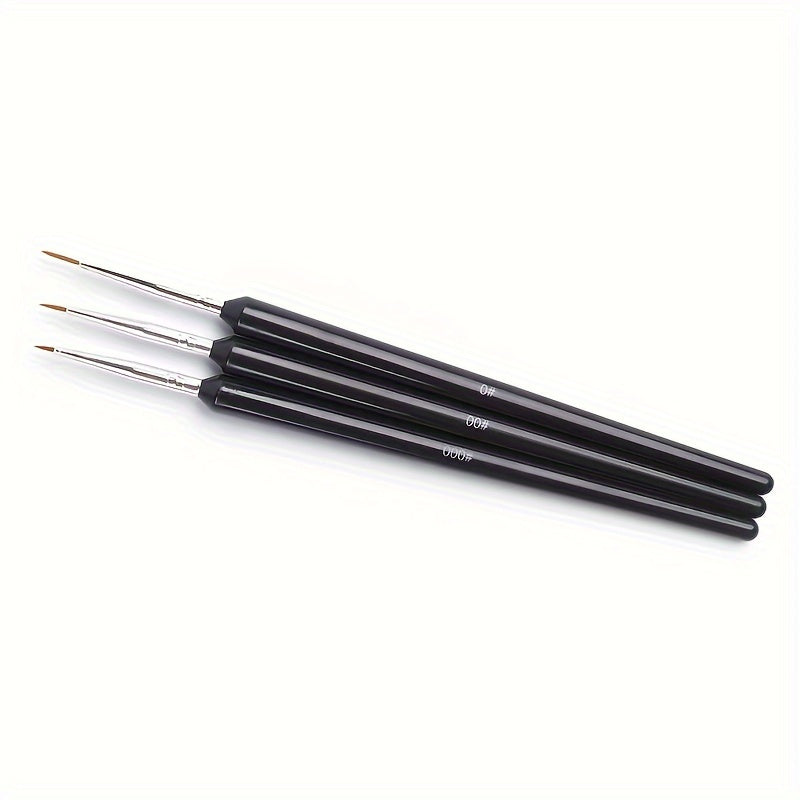 Set of 3 Fine Detail Paint Brushes for Outlining and Practicing