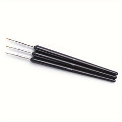 Set of 3 Fine Detail Paint Brushes for Outlining and Practicing