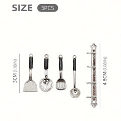 5pcs Dollhouse Kitchen Utensil Set 1 12 Scale Realistic Wall Decor Accessories