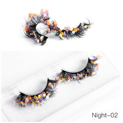 Glitter False Eyelashes Sequins Fluffy Faux Mink Lashes Cosplay