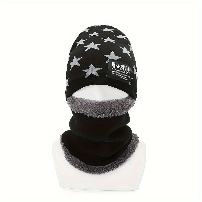 Men's Winter Knit Beanie Hat Coldproof Warm Velvet Ear Protection