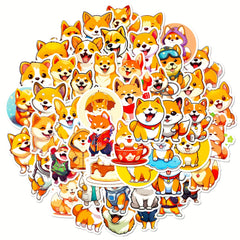 50pcs Corgi Stickers - Cute Dog Shiba Inu for Water Bottle Laptop Phone Skat