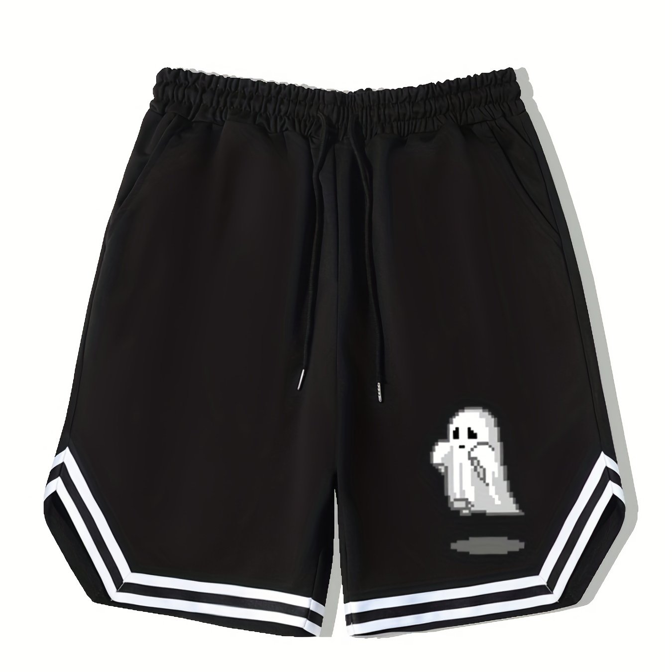 Men's Ghost Graphic Basketball Shorts Halloween Casual Drawstring Shorts