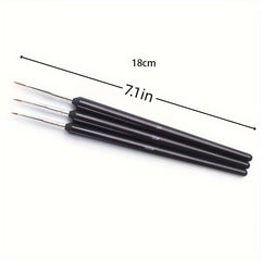 Set of 3 Fine Detail Paint Brushes for Outlining and Practicing