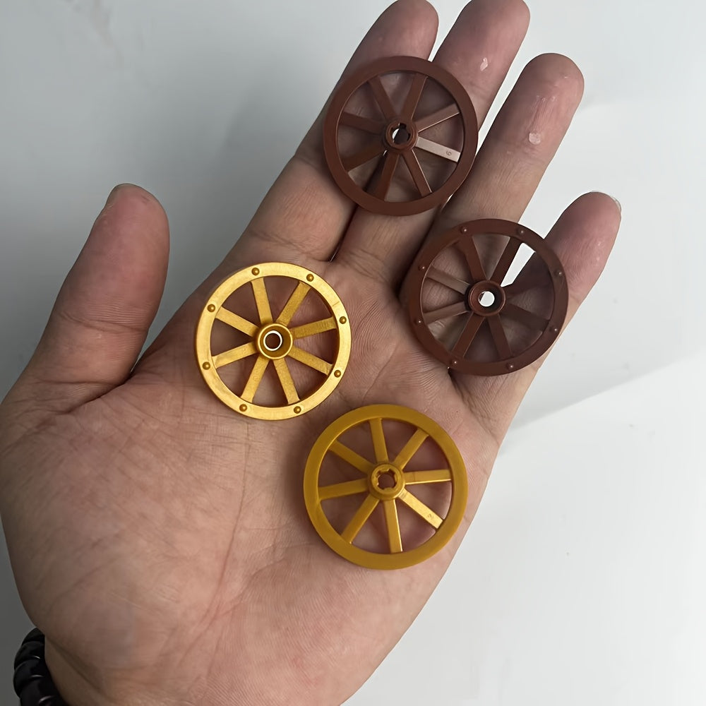 2 Pack Building Block Wheels in Dark Brown & Yellow