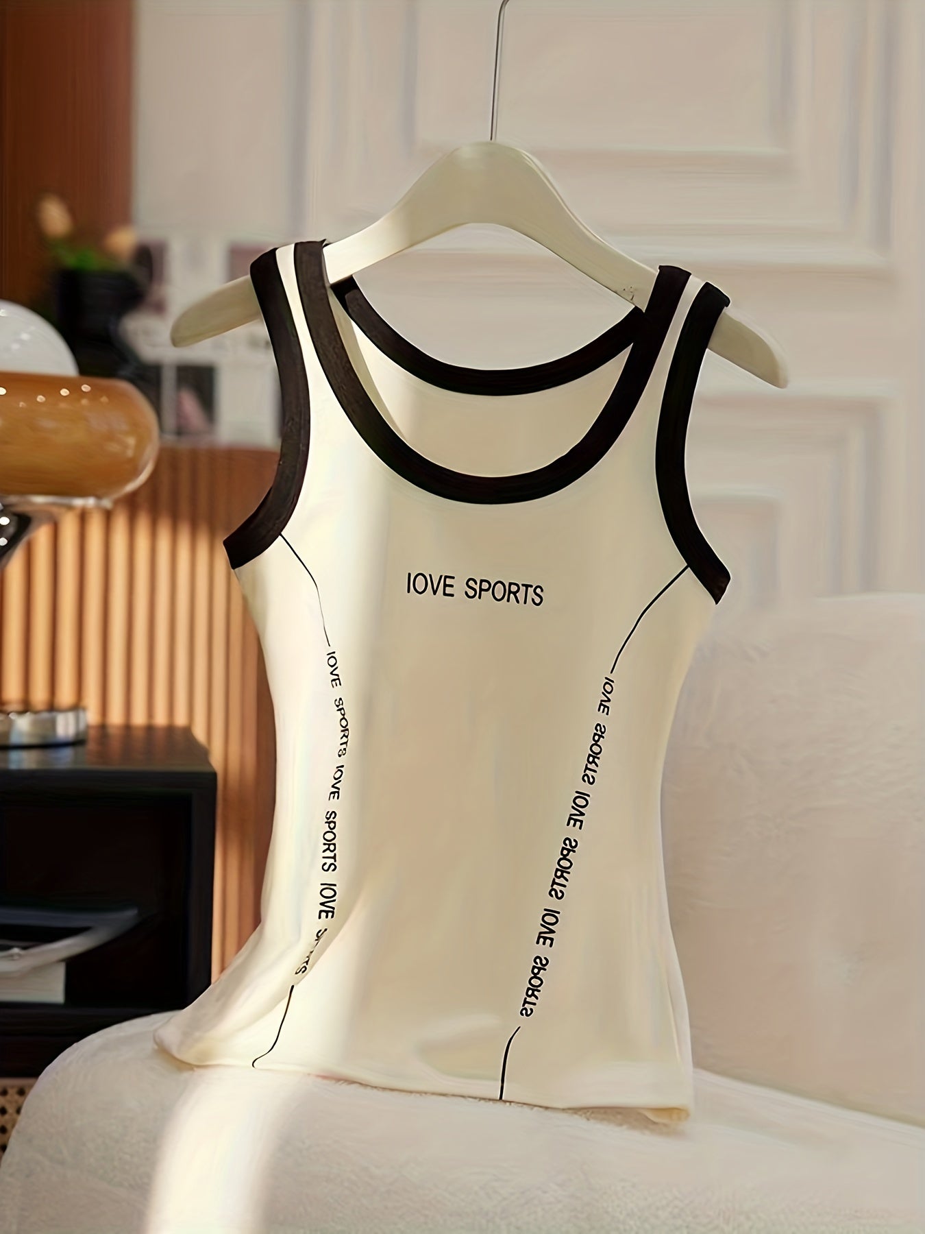 5pcs Letter Print Tank Tops Sleeveless Crew Neck Top Women's Lingerie