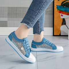 Women's Mesh Breathable Canvas Shoes with Floral Decoration