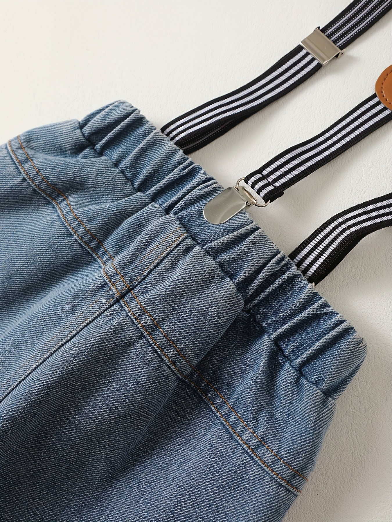 Baby Boys Ripped Denim Suspender Pants Jeans
