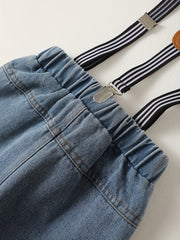 Baby Boys Ripped Denim Suspender Pants Jeans