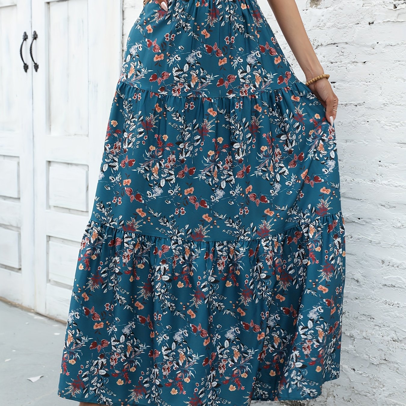 Floral Print Tiered Maxi Skirt High Waist Women's Clothing