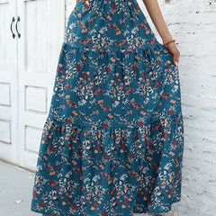 Floral Print Tiered Maxi Skirt High Waist Women's Clothing