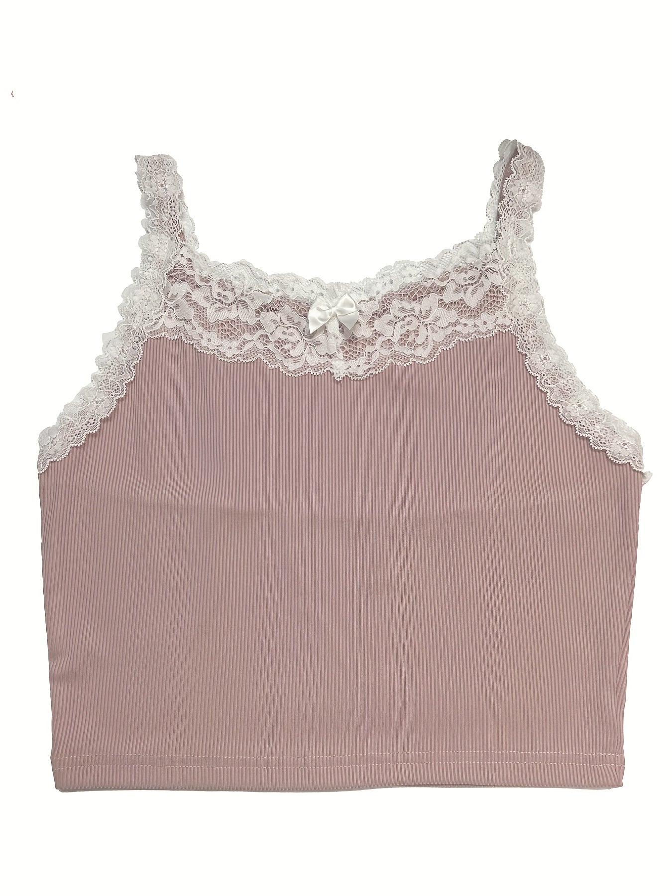 Lace Trim Cami Top with Bow Tie
