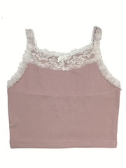 Lace Trim Cami Top with Bow Tie