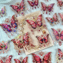 20pcs Butterfly Decorative PET Stickers Retro Diy Handbook Material
