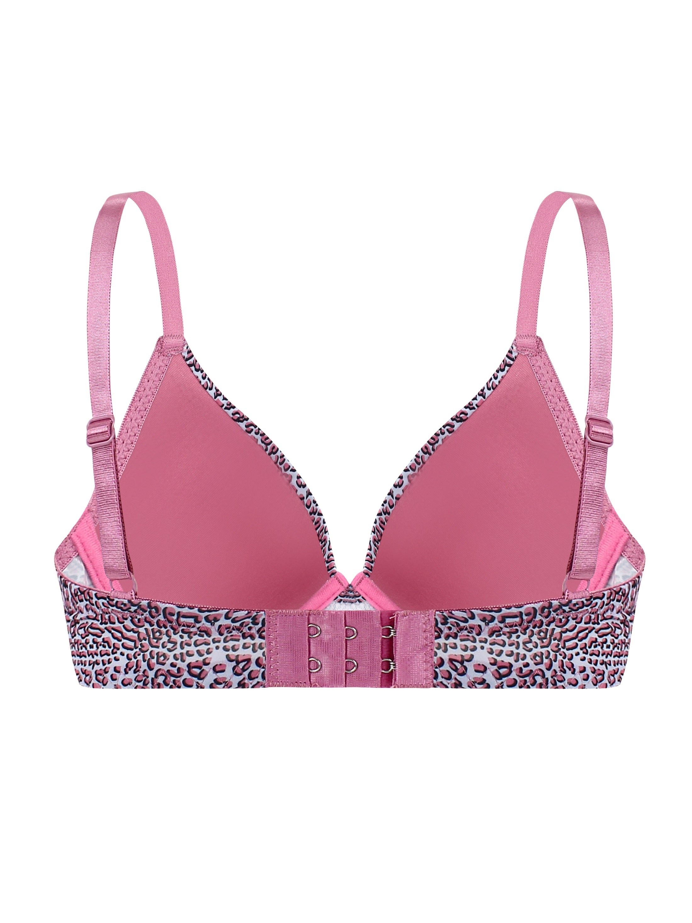Leopard & Solid Push Up Bras Set Breathable Bow Tie Women's Lingerie