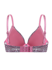 Leopard & Solid Push Up Bras Set Breathable Bow Tie Women's Lingerie