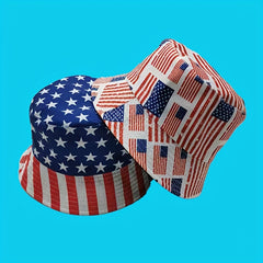Unisex Sunshade Bucket Hat with American Flag Print