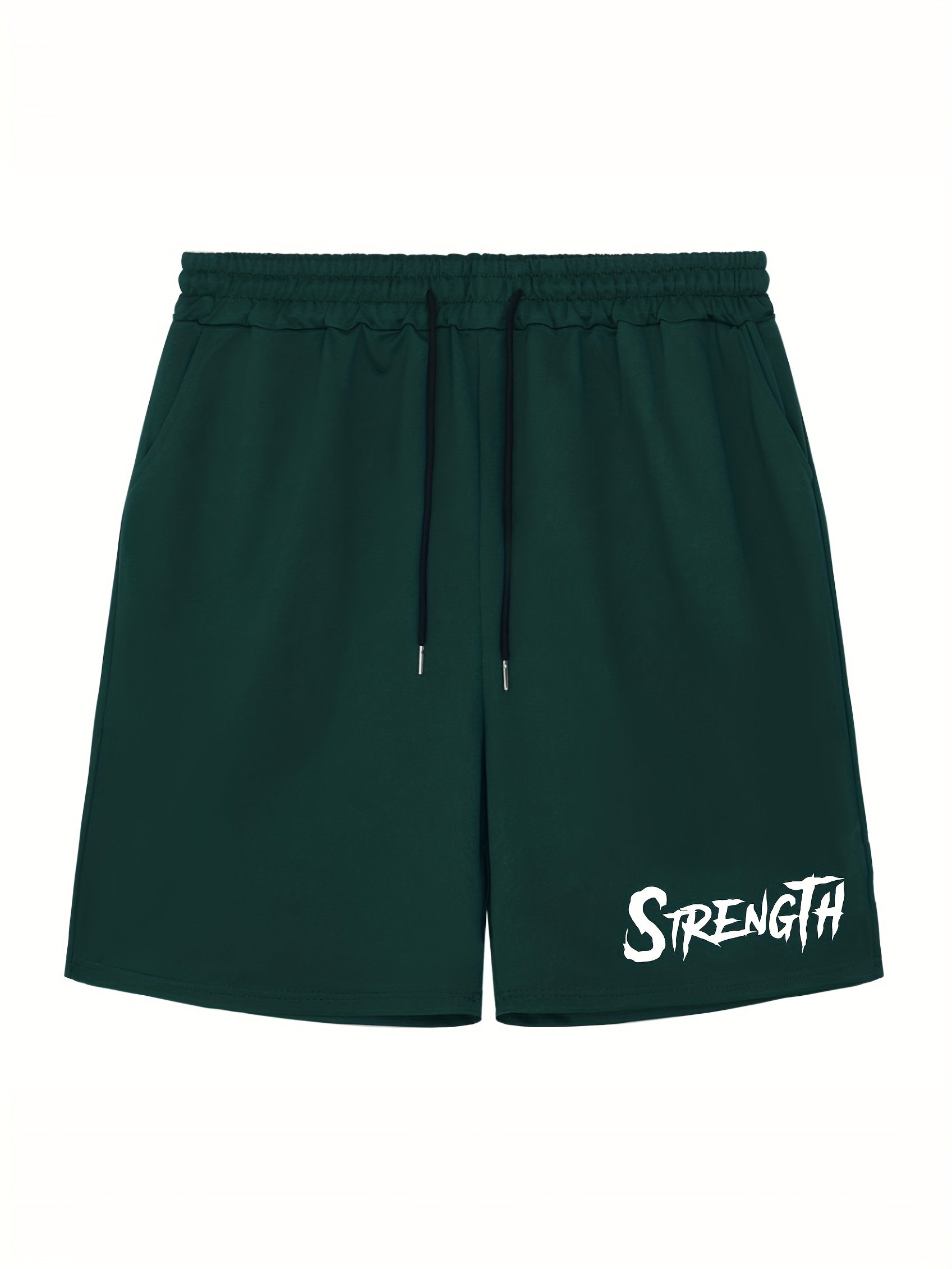 Men's Athletic Shorts Strength Print Drawstring Waistband Cycling Fitness