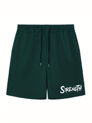 Men's Athletic Shorts Strength Print Drawstring Waistband Cycling Fitness
