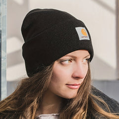Label Patch Beanie Unisex Solid Knit Hat Warm Skull Cap