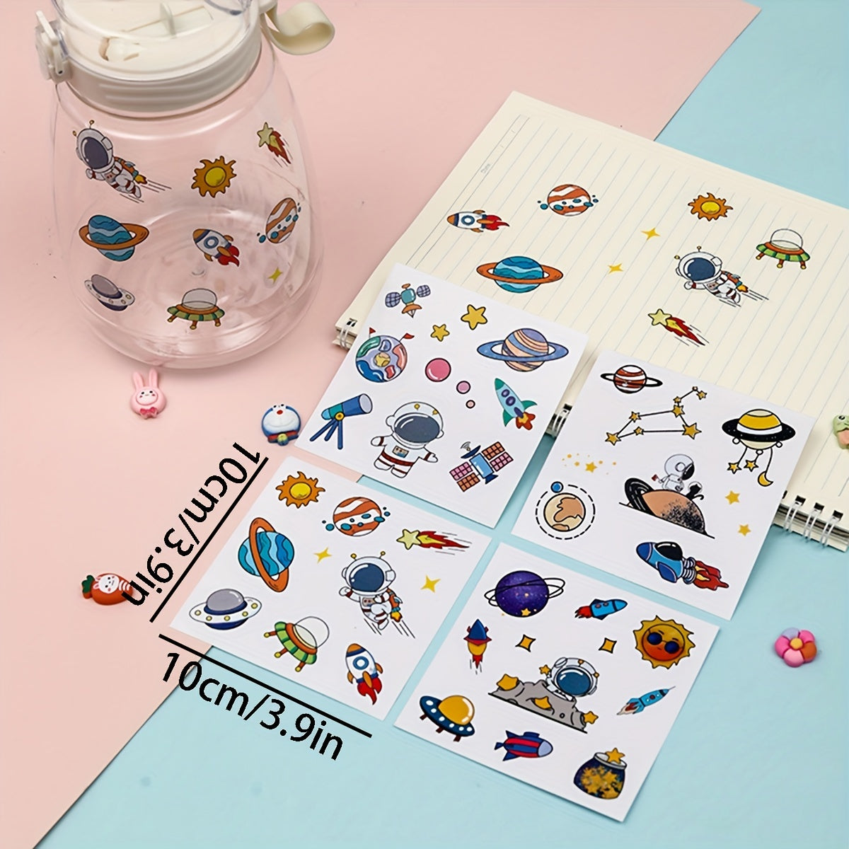 4pcs Cartoon Astronaut Waterproof Sticker for Space Cup Mug Notebook