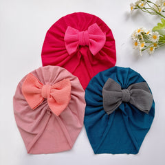 Baby Girls Twill Bubble Bownot Decor Turban Soft Hair Wrap Head Accessories