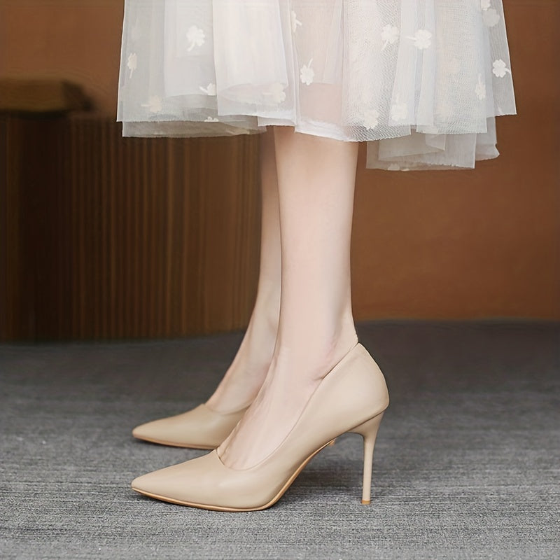 Solid Stiletto Heels Point Toe Pumps Comfy Work Shoes
