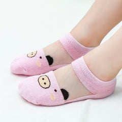 5 Pairs Girls Cartoon Short Boat Socks for Kids Summer