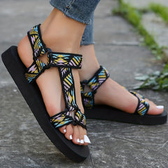 Women's Ethnic Style Ankle Strap T Strap Sandals