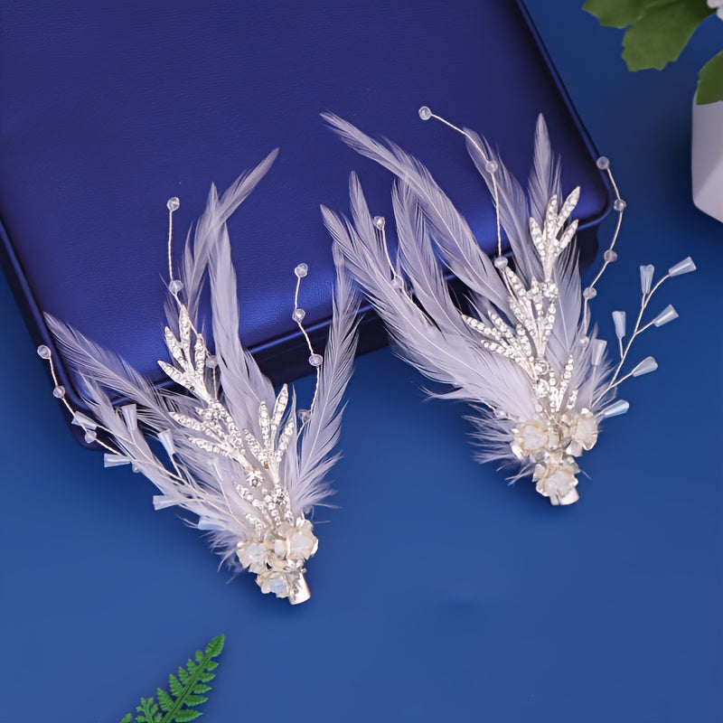 Ancient Style Headwear Costume Feather Hairpin Retro Pearl Hairpin