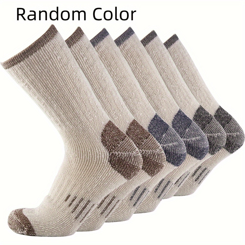 3-pack Men's Warm Crew Socks for Winter Outdoor Activities