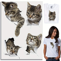 2pcs 3D Cat Iron Stickers for DIY T Shirt Backpack Hat