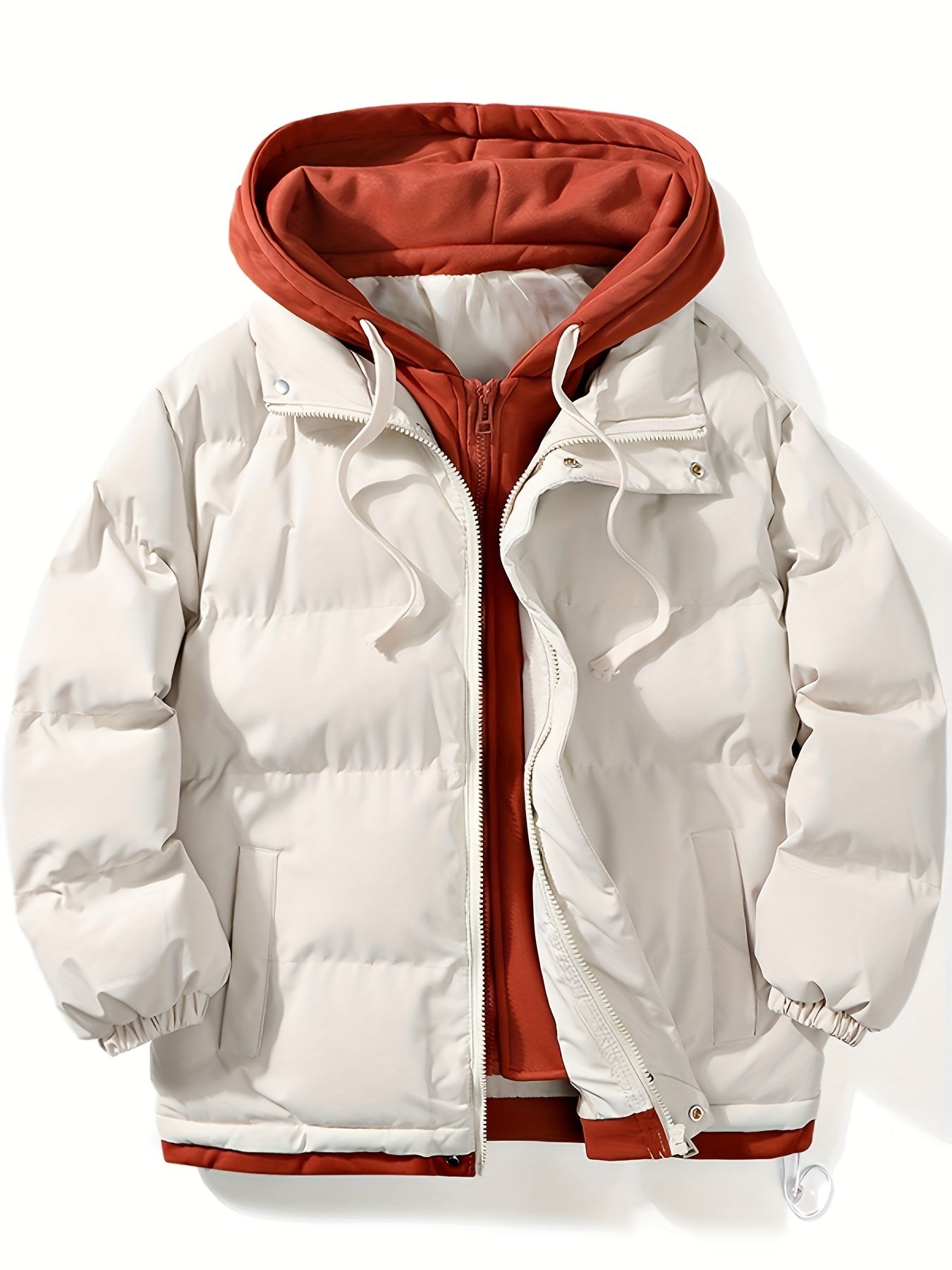 Men's 2 In 1 Casual Outdoor Sports Zip Padded Hooded Jacket
