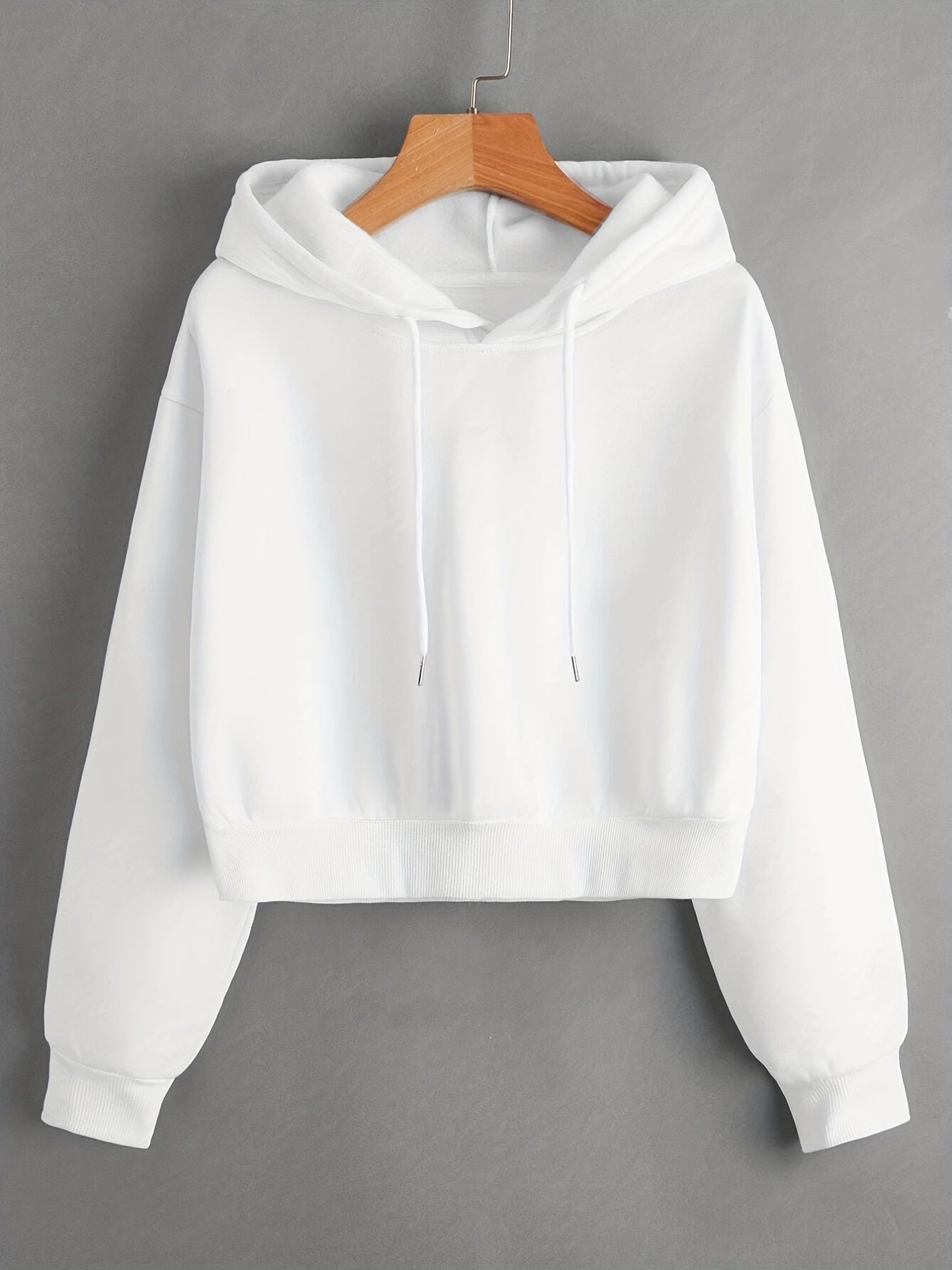 Solid Drawstring Hoodies Casual Long Sleeve Sweatshirt