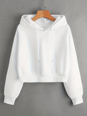 Solid Drawstring Hoodies Casual Long Sleeve Sweatshirt