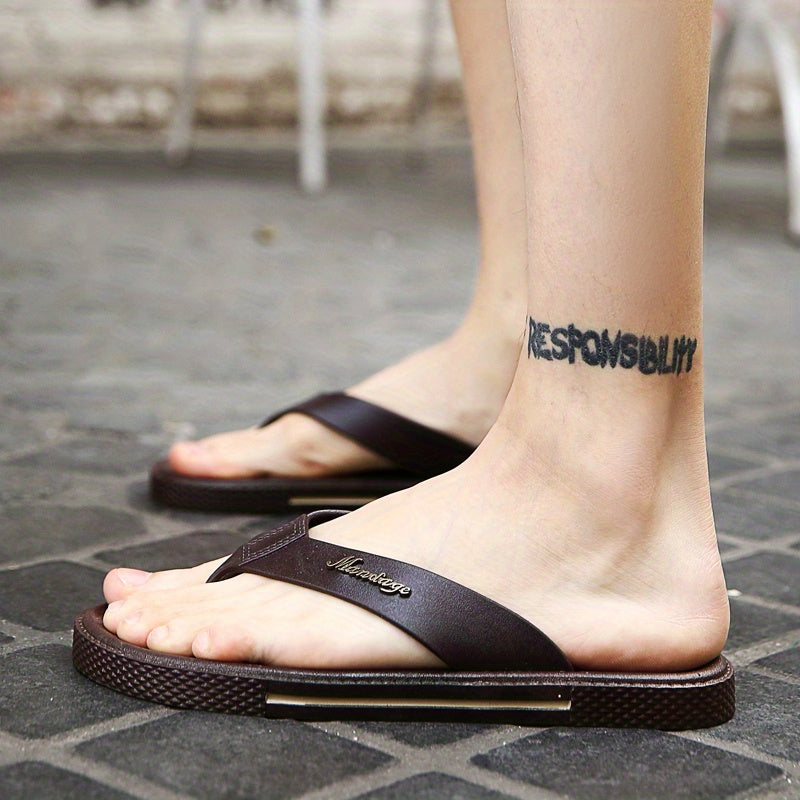 Men's Thong Sandals Metallic Decor Non Slip Flip flops Shoes