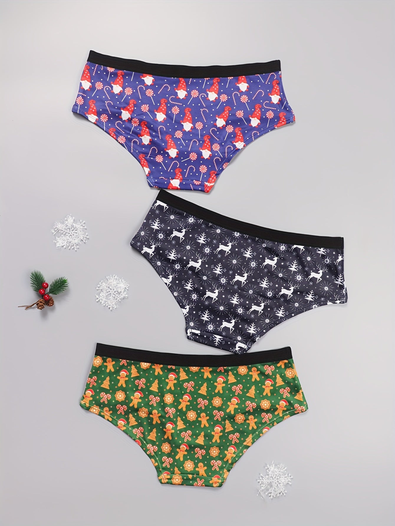 3 Pack Plus Size Christmas Panties Set Women's Plus Size