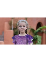Girls Unicorn Print Dress Ruffle Trim Spring Summer Party Holiday Gift