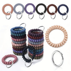 Stretchable Wristband Keychain Spiral Hair Tie Elastic Band Bracelet Key Holder
