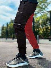 Reflective Strip Men's Work Pants Drawstring Cargo Pants