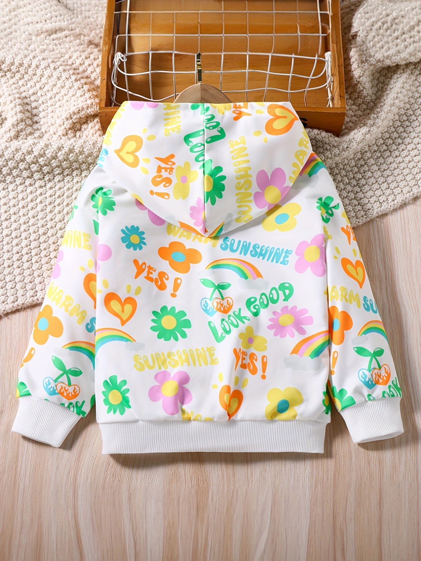 Girls Colorful Sunshine & Flowers Hoodie Sweatshirt