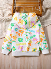 Girls Colorful Sunshine & Flowers Hoodie Sweatshirt