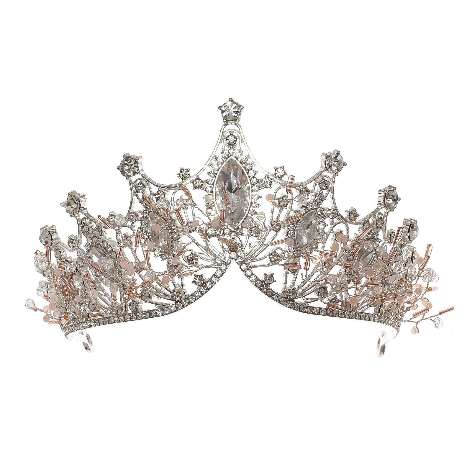 Golden Rhinestone Crown Headband Wedding Bride Hair Tiara