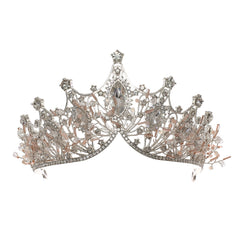 Golden Rhinestone Crown Headband Wedding Bride Hair Tiara