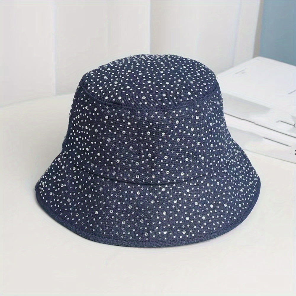 Rhinestone Decor Casual Bucket Hat - Adjustable Fisher