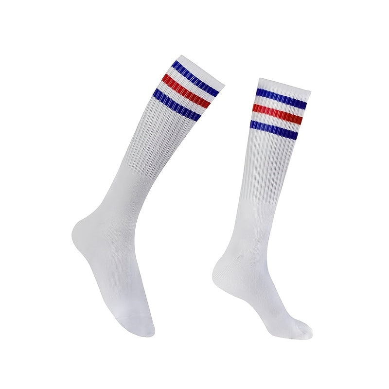 Casual Cotton Striped Stocking - Outdoor Sports Football Uniform Matching